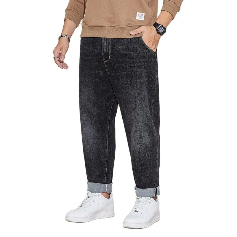 

Plus Size 46 Baggy Jeans Men Casual Denim Autumn Trousers Straight Loose Harem Pants Streetwear Clothing