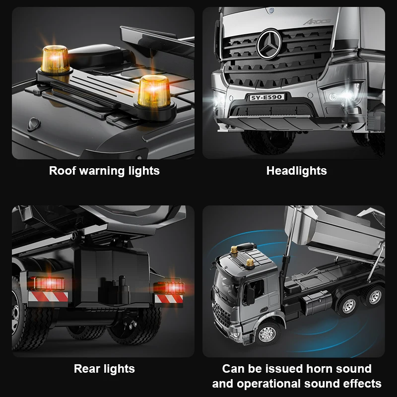 

Double E 1:20 Alloy RC Truck 2.4G RC Car Silver Caterpillar Model Big Dump Truck Tractor Engineering Cars On Radio Station Gifts