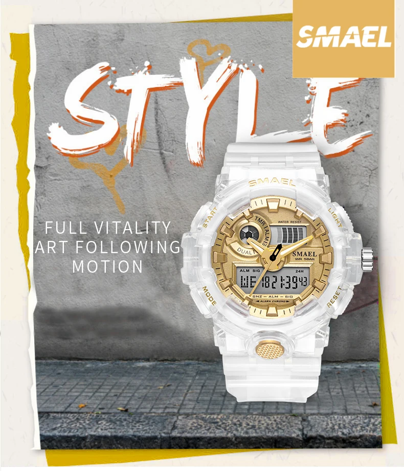 Relogio Masculino 2021 New SMAEL Watch 1642 Fashion White Women's Watches Dual Display Quartz Wristwatches Ladies Reloj Hombre | Наручные