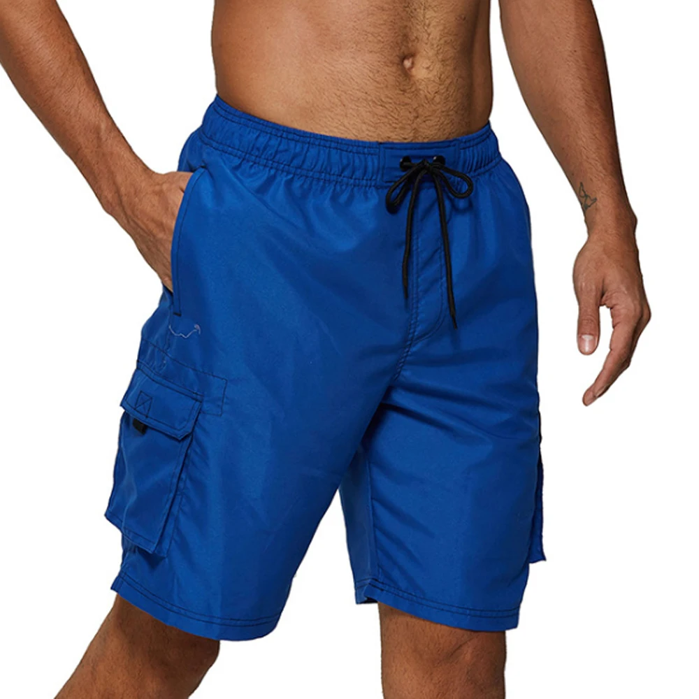 

Men's Swim Trunks Solid Color Beach Board Shorts With Mesh Lining And Pockets Waterproof Surf Pants Quick Dry Beach Shorts 4XL