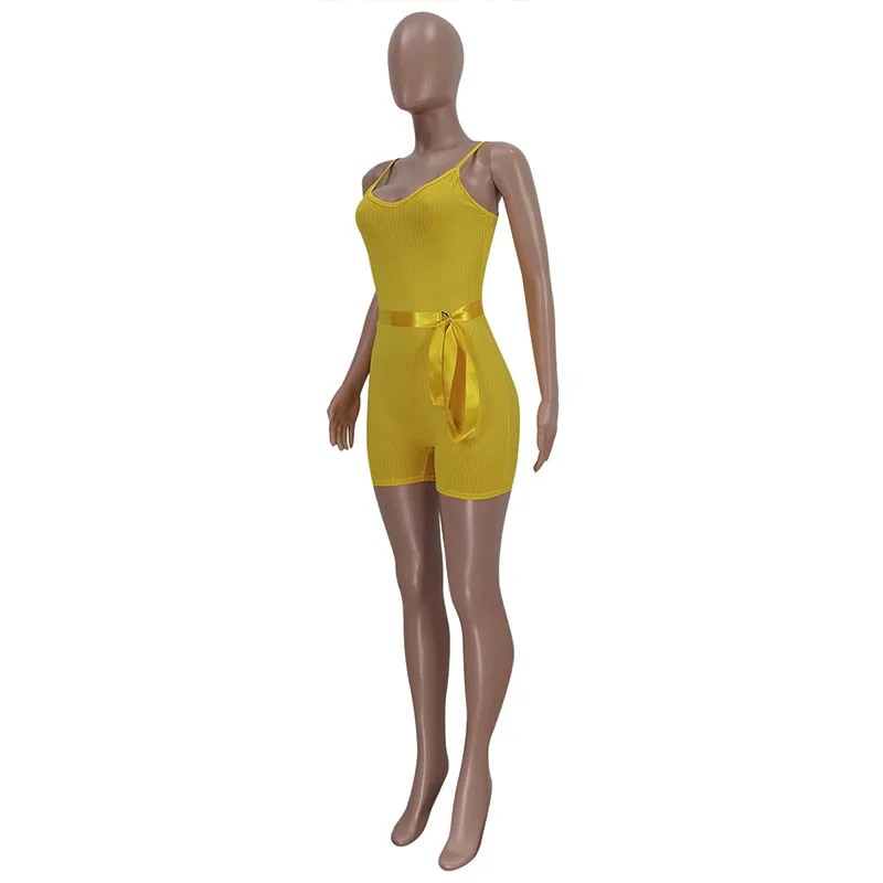 

Women Sexy Jumpsuit New Solid Color Sleeveless Sexy One Piece Women Fashion Shorts Suspender Romper Casual Summer Jumpsuit 2021