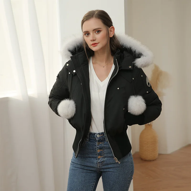 

Women's short jacket bomber jacket fashion cute fur ball