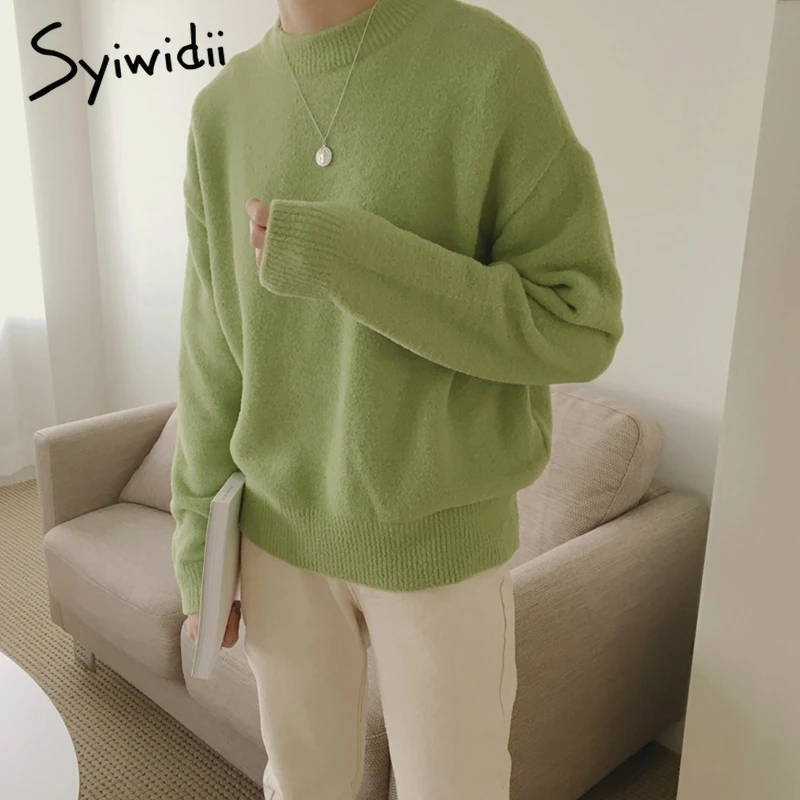 Syiwidii женские свитера с круглым вырезом Свободный вязаный свитер в Корейском