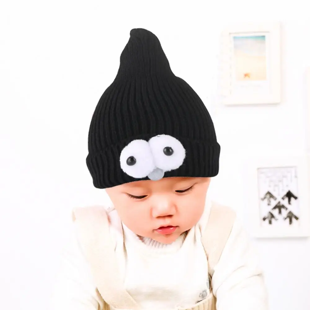 Зимняя детская шапка с большими глазами вязаная острым носком милые Мультяшные