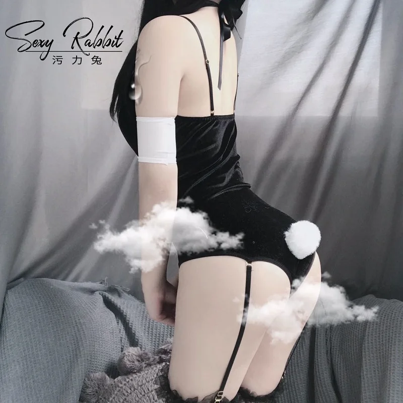 

Sexy Lingerie Bunny Girl Cosplay Costume Black Red Rabbit Bodysuit Erotic Outfit Wrapped Chest Anime Dress Gift for Girlfriend