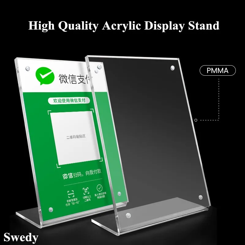 A6 100x150mm L Shape Magnetic Acrylic Sign Holder Display Stand Tabletop Menu Paper Holder Picture Photo Poster Flyer Frame