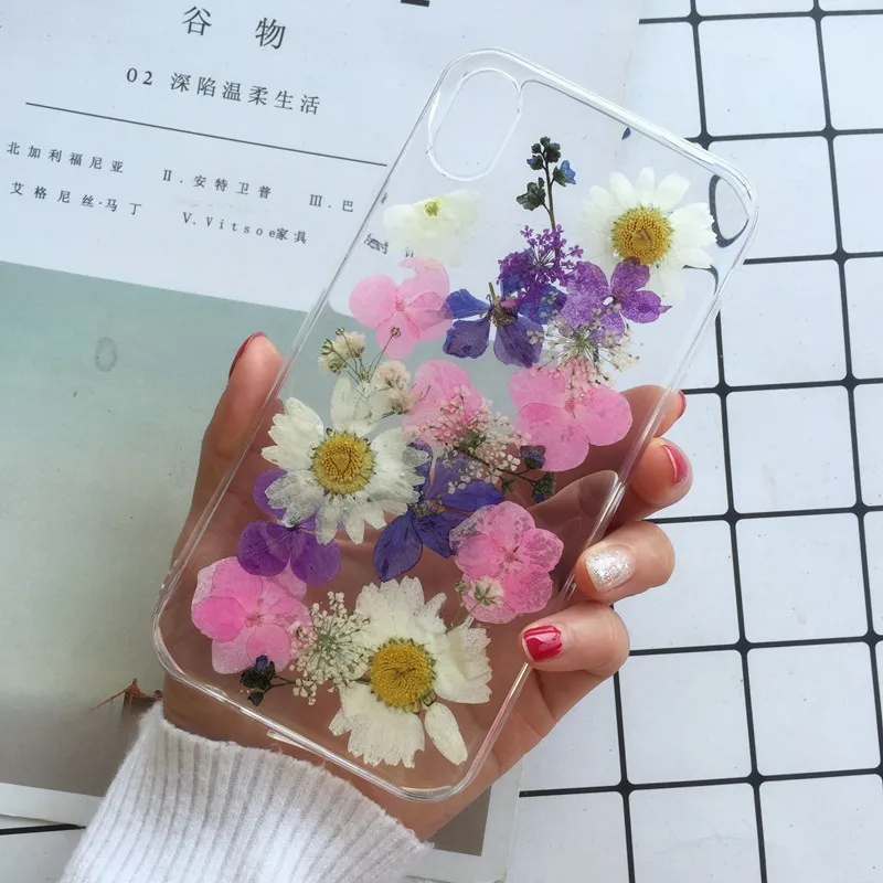 Tfshining настоящий прессованный высушенный чехол с цветами для iphone 11 11pro max X XR Xs max 6 6s 7 8 plus, прозрачный чехол, блестящий девчачий чехол