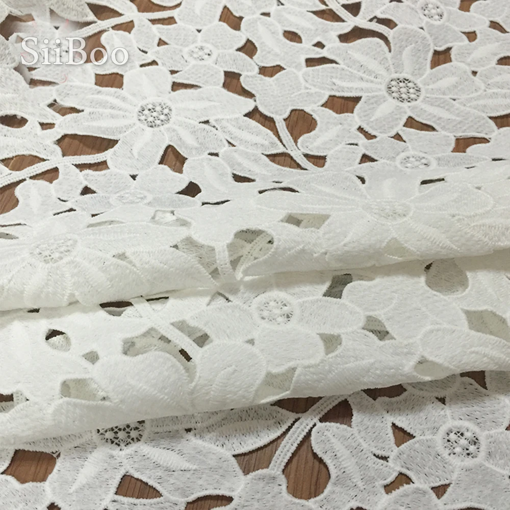 Элегантная кружевная ткань с вышивкой в виде листьев лотоса для платья юбки