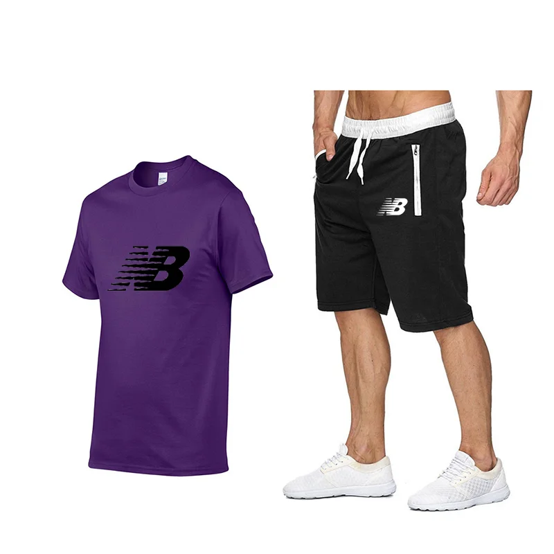 

2021 New Brand NB Blazer Suit Sport Shirt Men Running Clash Color Shorts Football Tracksuit Men 2 Tracksuit T-Shirt