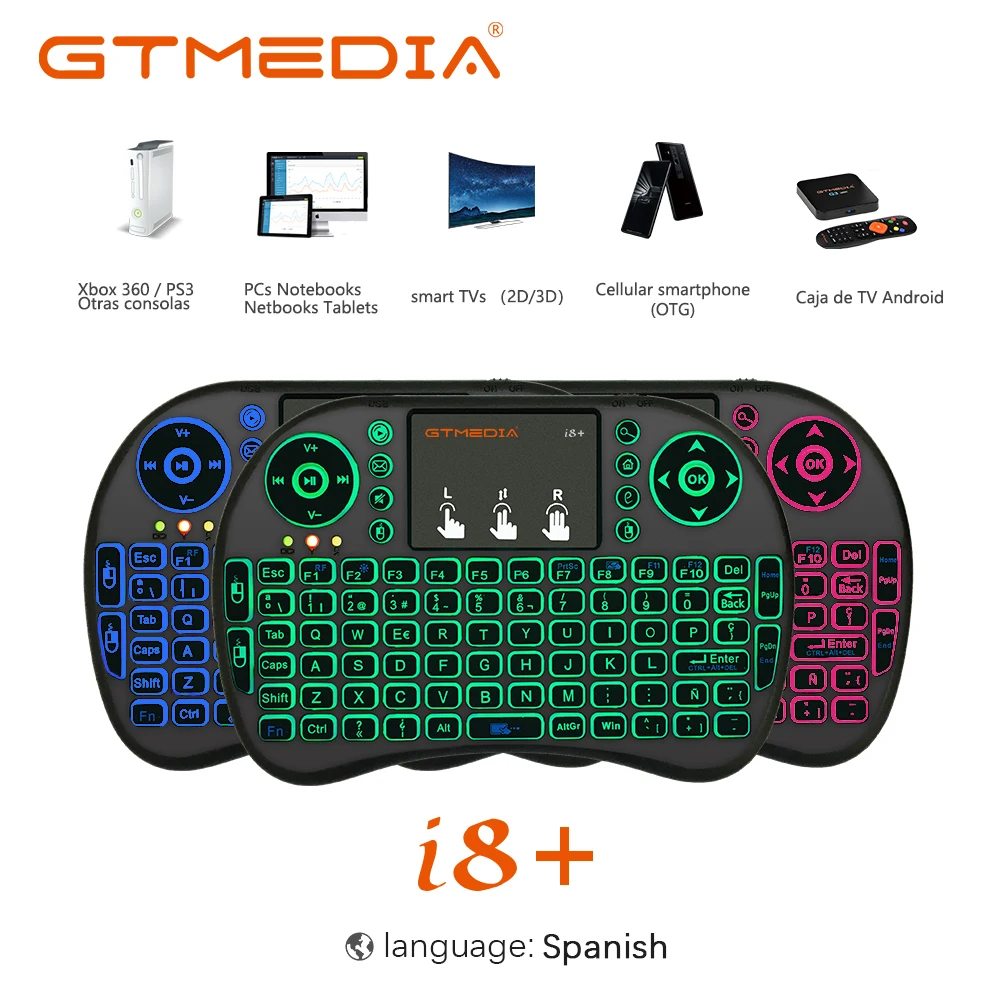 

GTMEDIA i8+ 2.4GHz Wireless Keyboard English 3 colour Air Mouse With Touchpad Remote Control Keyboard For Android Smart TV BOX