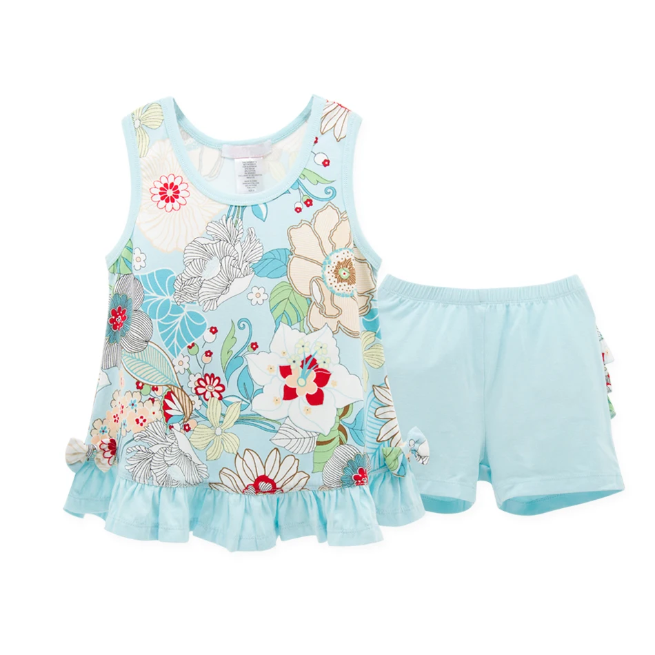 Honeyzone/летняя детская одежда с принтом для маленьких девочек футболка топы синие