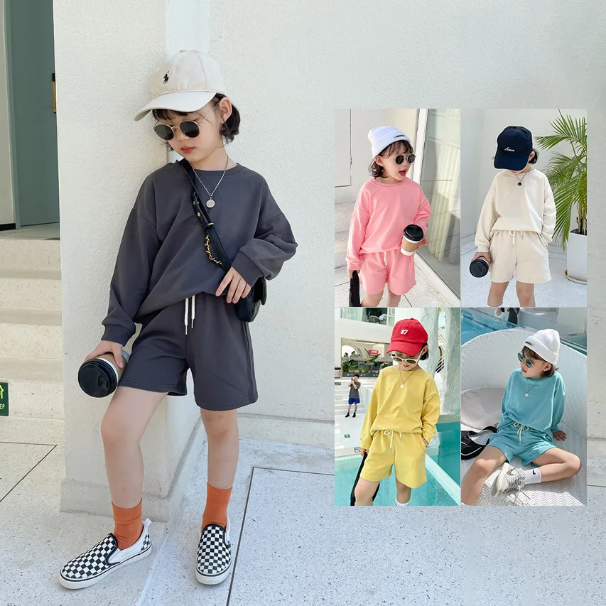 

Новинка весна-лето 2021, Детская рубашка и штаны для отдыха, костюм из двух предметов, комплект детской хлопковой одежды для девочек, #1200