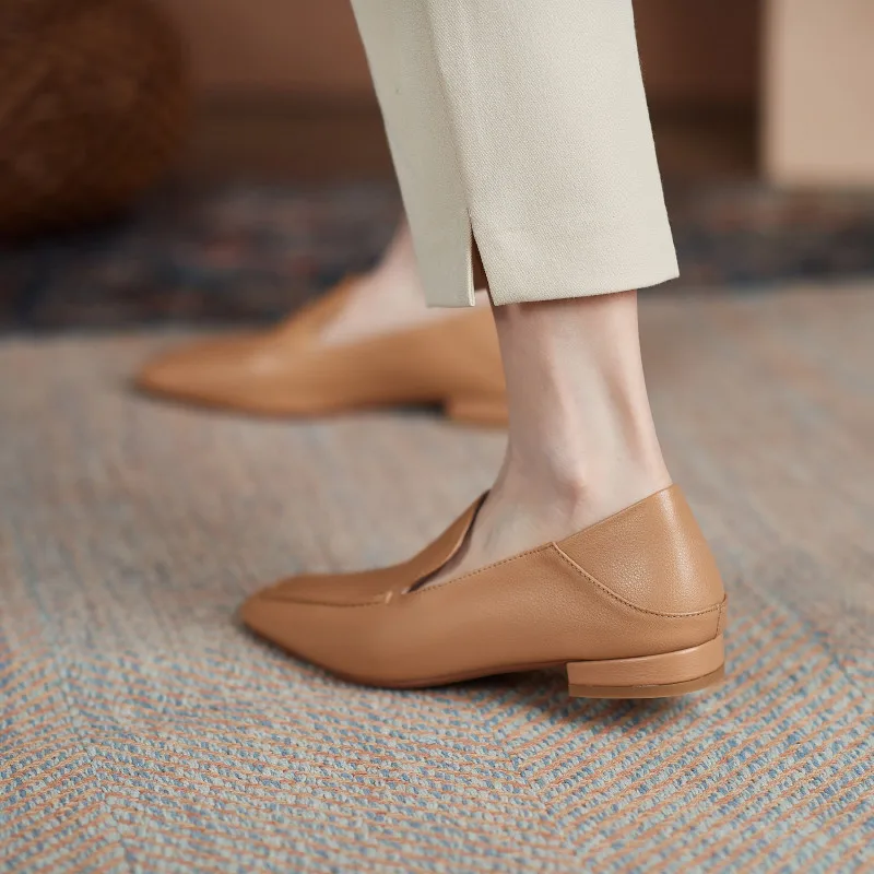

FEDONAS Shallow Concise Shoes For Women Genuine Leathger Spring Summer Thick Heels Pumps Working Office Lady Shoes Woman Heels