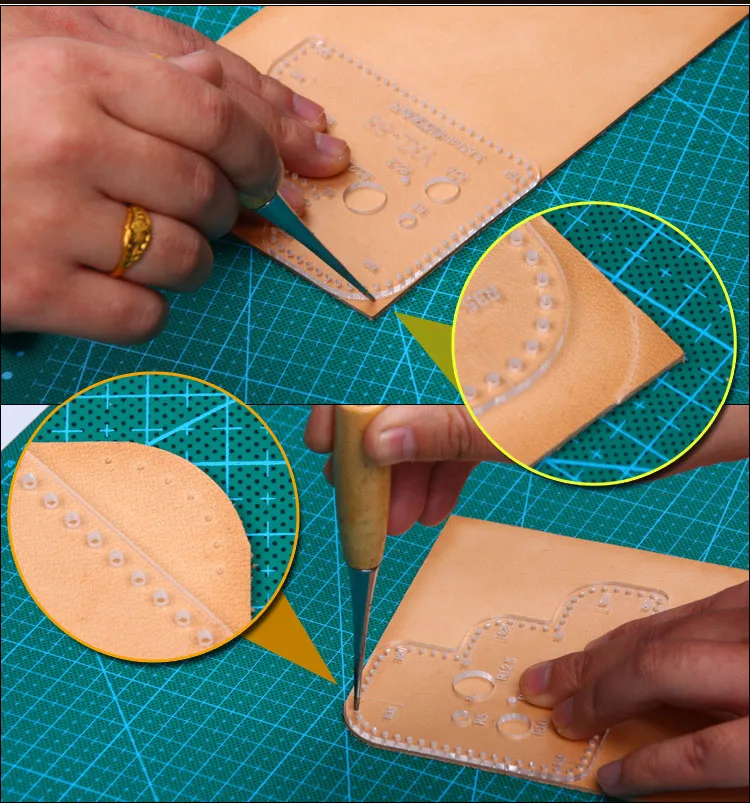 Acrylic protractor leather craft DIY tool fillet gauge chisels spacing ruller 4pcs/set | Дом и сад