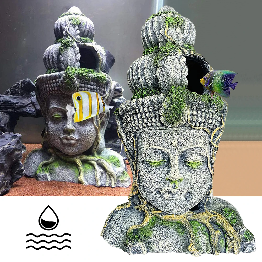 

Aquarium Resin Buddha Statue Ruins Aquarium Decoration Small Fish Hideout Fish Tank Decoration Fish Tank Aquarium Decoration