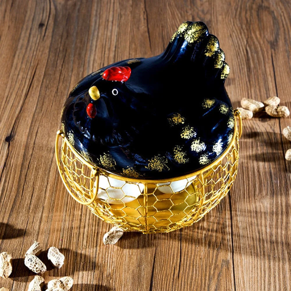 

1pc Egg Container Egg Organizer Food Storage Container for Home (Golden, Black)