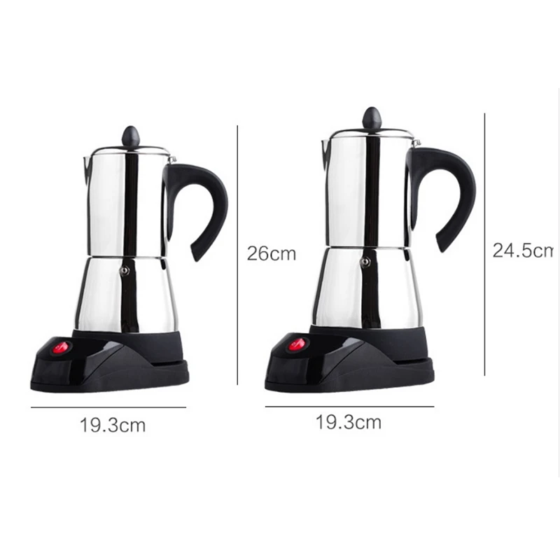 

ELEG-Electric Moka Pot Portable Stainless Steel Espresso Pot EU PLUG