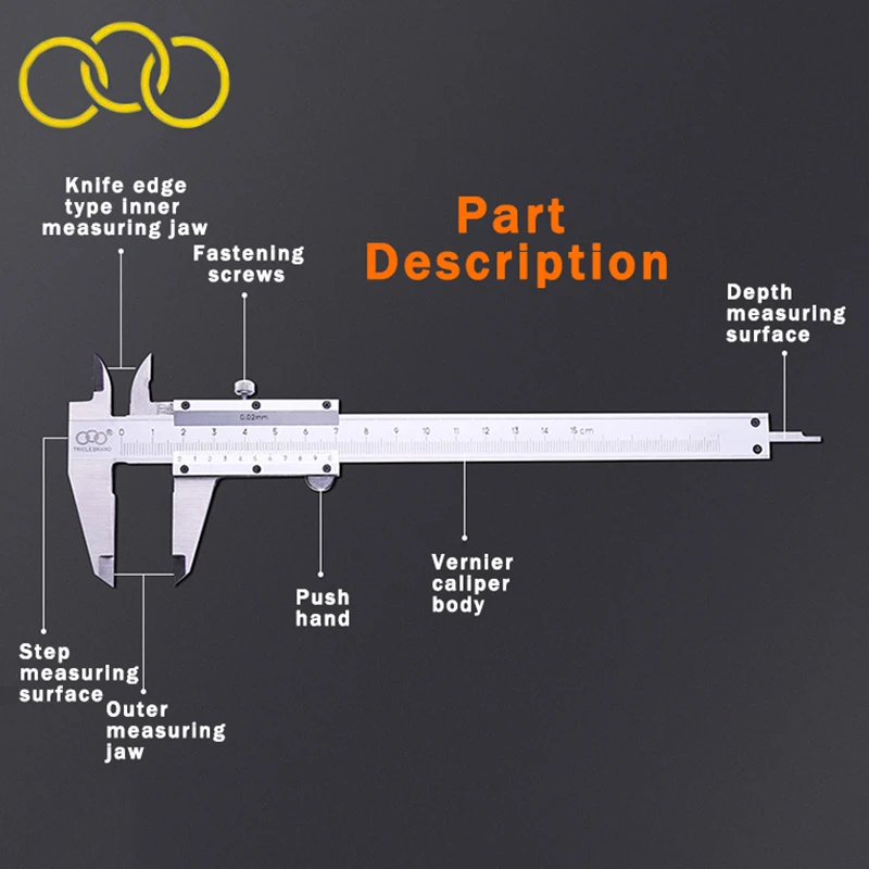 Трицикл 150 мм штангенциркуль микрометр из нержавеющей стали с ясным масштабом