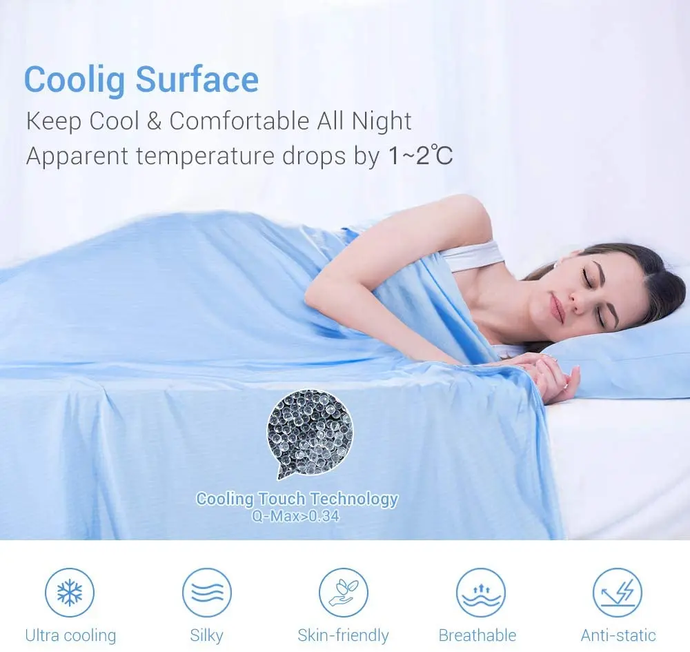 

71x79 Queen & King Size Summer Weighted Cooling Blanket Throw Cool-to-Touch Tech Fiber Breathable Silk Cooling Sheet Comforter