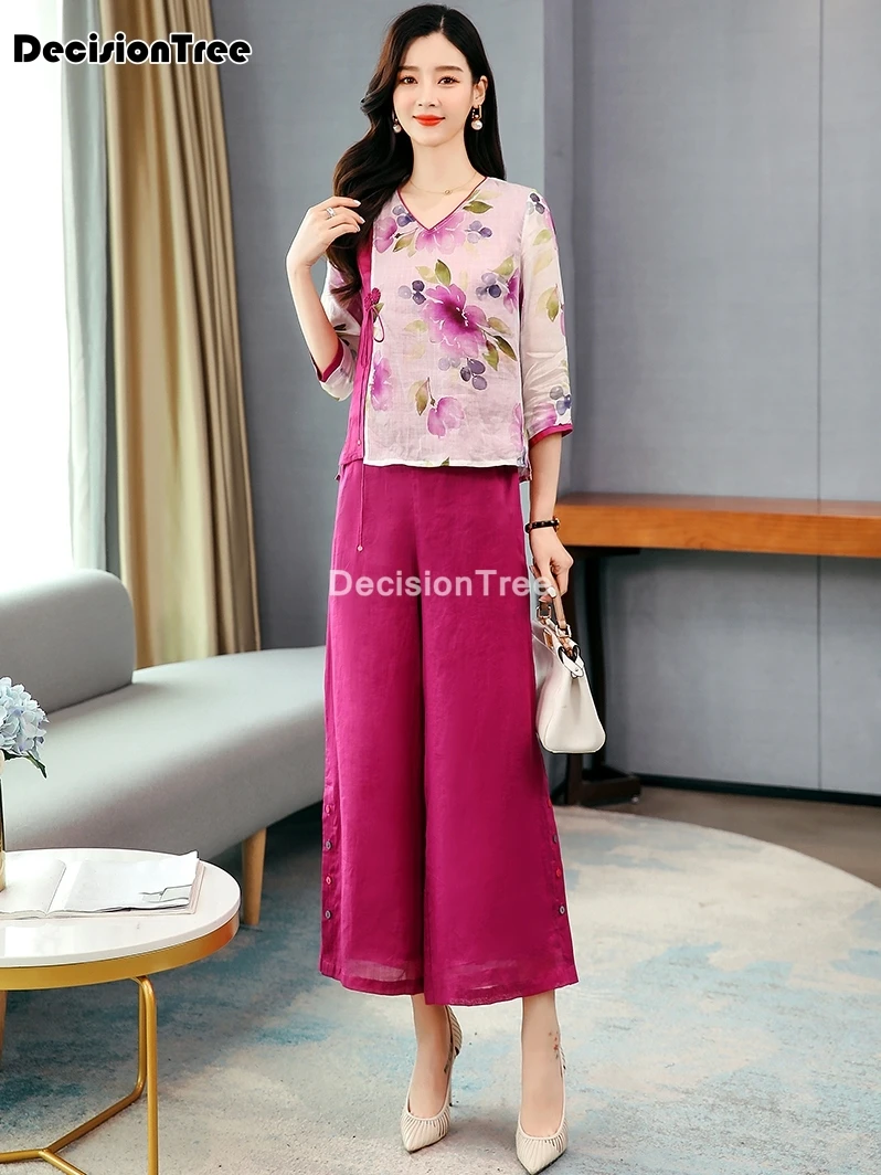 

2021 woman traditional chinese clothing sets hanfu women elegant oriental top+pants set tang suit ancient elegant costumes
