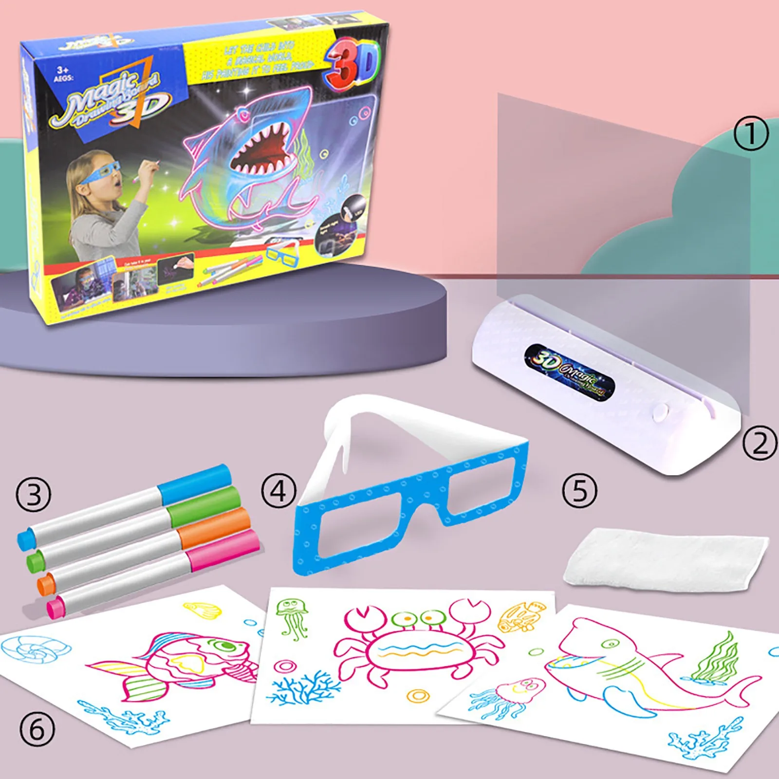 

New Drawing Handwriting Pad 3d Board Drawing 3d Fluorescent Drawing Board Eye Protection Led Light Educational Development Toy
