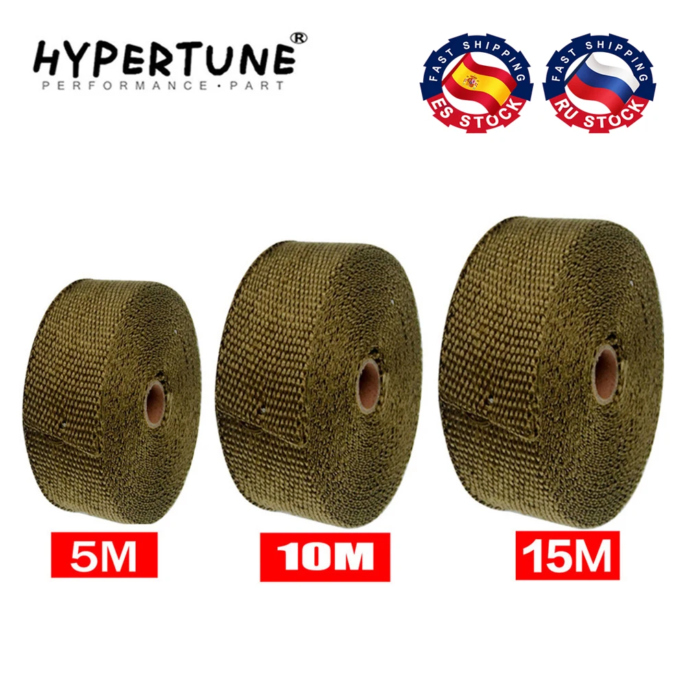 5M/10M/15M 5CM Width Heat Exhaust Thermo Wrap Shield Protective Tan Tape Fireproof Insulating Cloth Roll Kit for Motorcycle Car