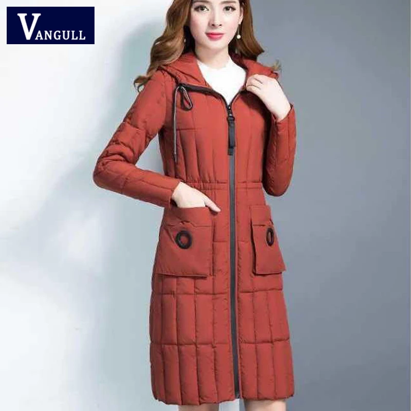 Vangull/женское зимнее пальто парки тонкая куртка с капюшоном буквенным принтом 2019