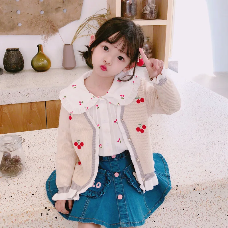 Повседневный Кардиган для девочек Осень-зима 2019 вязаные свитера маленьких