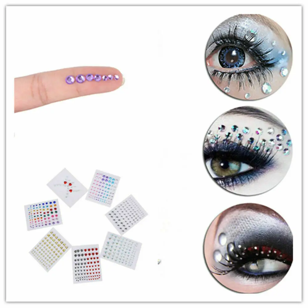 Nail Art Decorations Body Face Jewels Crystal Temporary Eyes Tattoo Festival Party Glitter Stickers Flash Rhinestones | Красота и