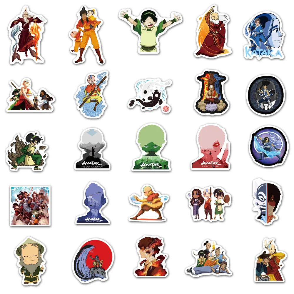 

10/50/100Pcs/Set Anime Avatar The Last Airbender Waterproof Stickers Skateboard Phone Guitar Laptop Cool Cartoon Decal Kids Toy