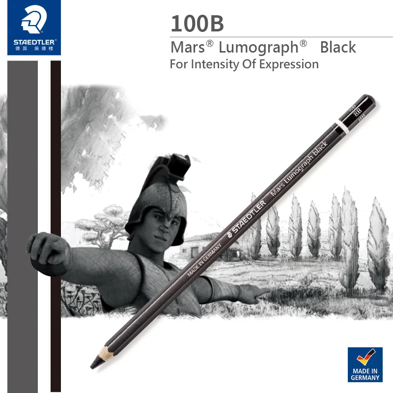 1 шт. Staedtler 100b Ergosoft подкрашивающий карандаш Черная Бочка Марс Lumograph Рисование