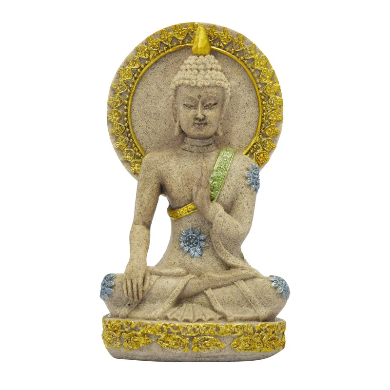 

Resin Background Buddha Statue Home Decoration Feng Shui Ornaments Sandstone Crafts Sculpture Living Room Decoration Statue
