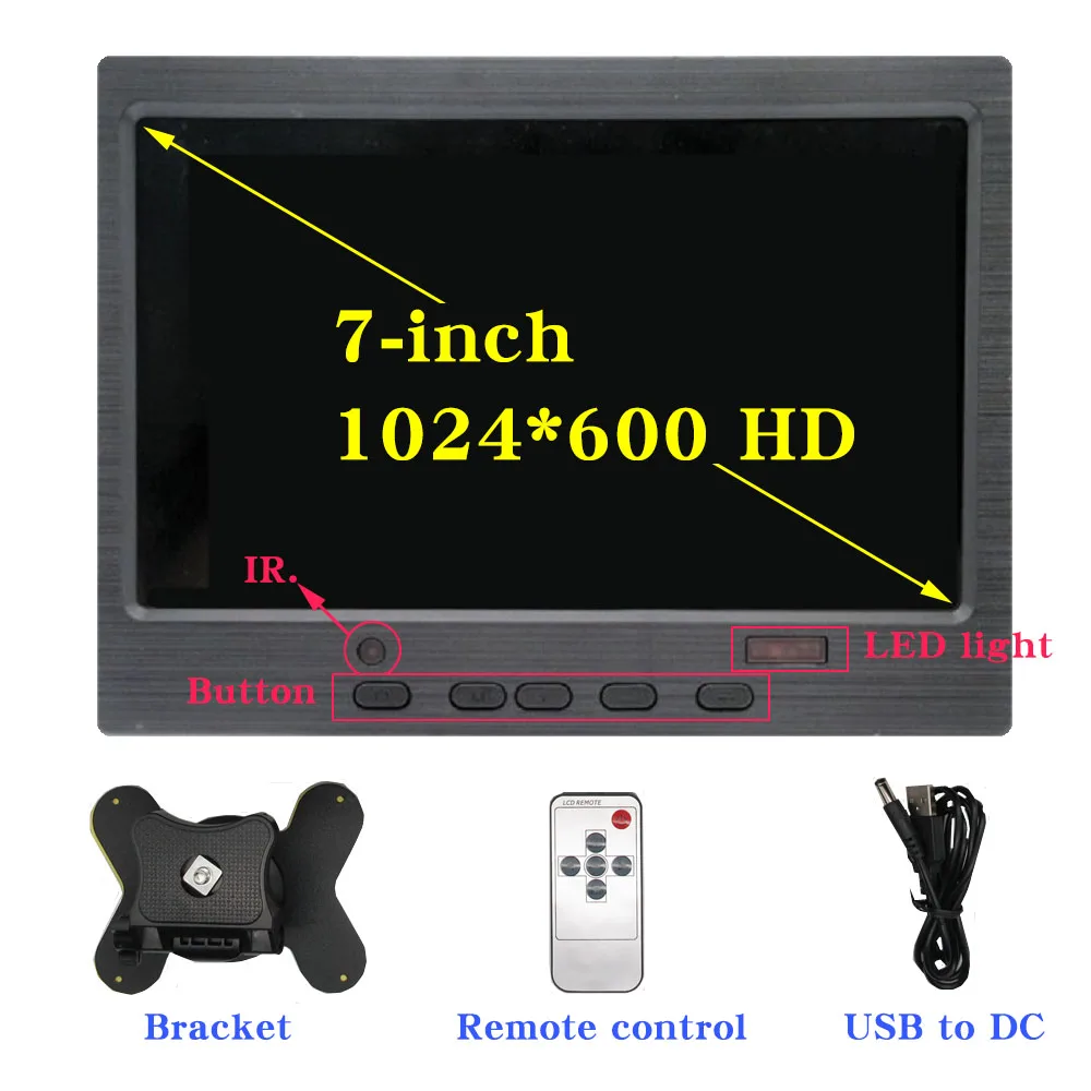 Портативный 7-дюймовый дисплей 1024x60 IPS-экран AV-камера монитор инженерного