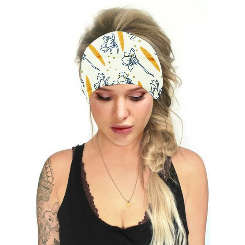 

2020 Bohemia Boho Headpiece Wide Cotton Stretch Women Headbands Headwrap Turban Headwear Bandage Hair Bands Bandana Fascinator