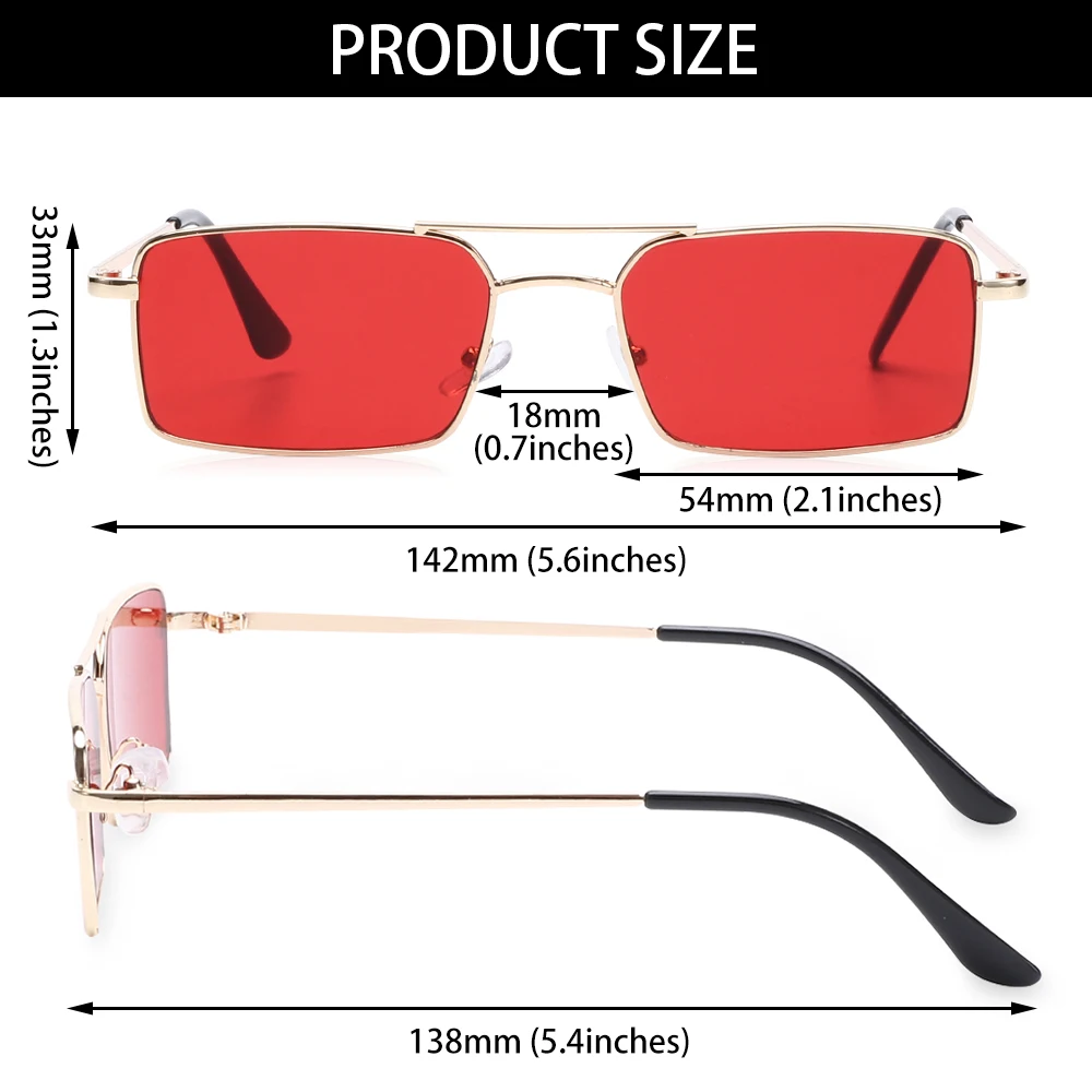 

Classic Retro Rectangle Sunglasses for Women and Men Vintage Fashion Metal Frame UV400 Lens Sun Glasses