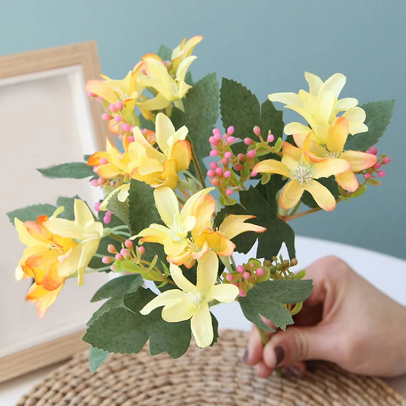 Разноцветные искусственные цветы 5 цветов Daffodil свадебный букет для свадьбы Дня