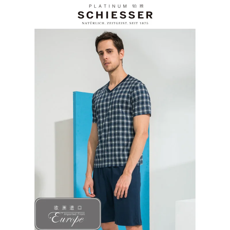 SCHIESSER PLATINUM European imported men's cotton breathable short-sleeved shorts home suit E9/16185H