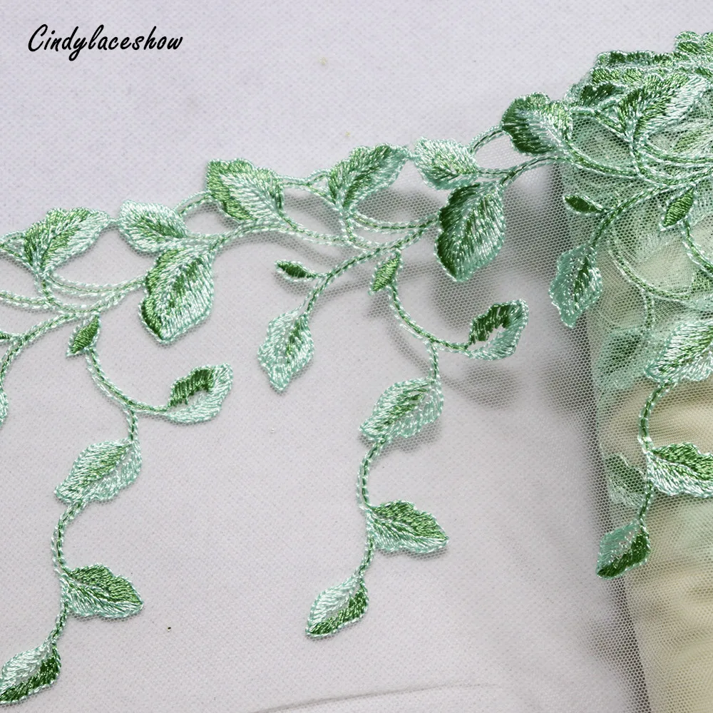 Сетчатая Ткань для шитья сетчатая ткань с вышитыми зелеными листьями аксессуары