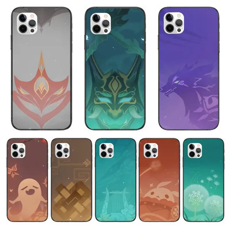 

Genshin Impact Phone Case For IPhone 11 12 13 Mini Pro XS Max 6 7 8 Plus 6S X XR Black Cover Shell