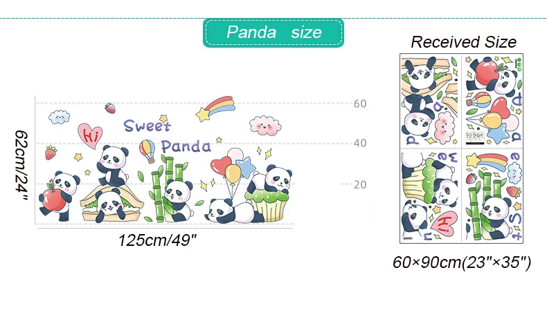 

Cartoon Cute Panda Wall Stickers for Kids Room Nursery Bedroom Decor Baby Room Decoration Art Wall Decal Self-Adhesive Wallpaper