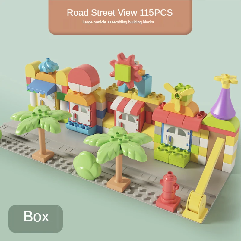 

Fun Highway Simulation Scene City Road street view DIY building blocks large particle splicing block toys for Kid's gift