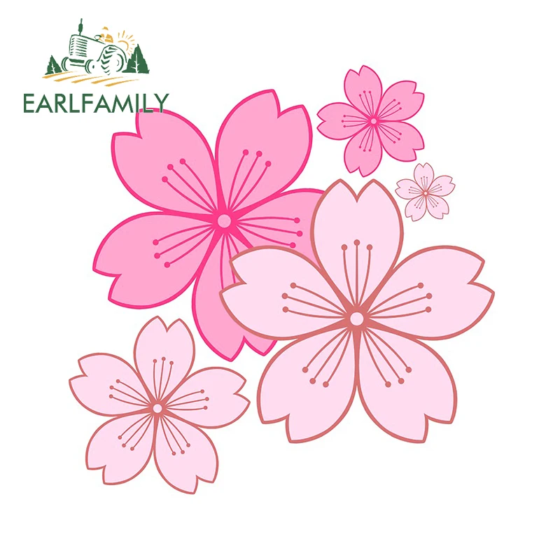 

EARLFAMILY 13cm x 12.7cm for Cherry Blossom Car Stickers Waterproof Fine Motorcycle Helmet Air Conditioner Surfboard Decal