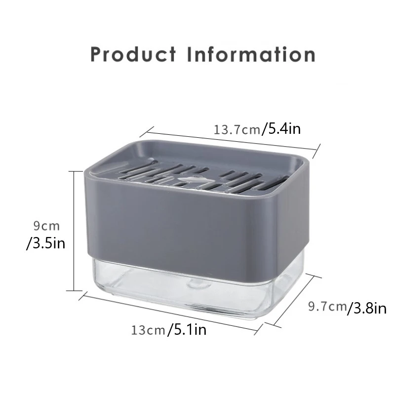 

330ml Dishwashing Liquid Dispenser Household Kitchen Multifunctional Pressing Type Automatic Soap Dispenser Sponge Soap Holder