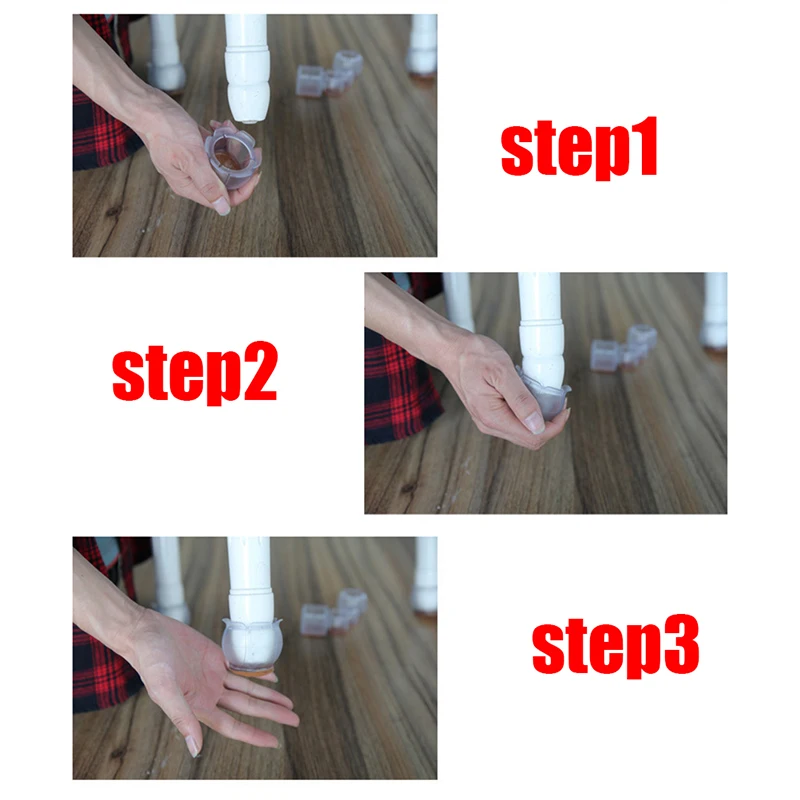 

4pcs Silicone Rectangle Square Round Chair Leg Caps Feet Pads Furniture Table Covers Wood Floor Protectors