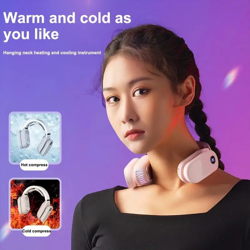

Electric Hanging Neck Air Conditioner Portable Adjustable Cooling Heater Heating Bladeless Fan Wearable Neck Massager Outdoor