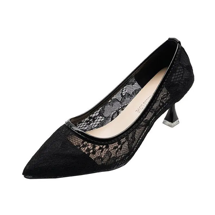 

2021 Summer Women's Shoes Branded Pumps Gold Heels Breathable Sweet Shallow Mouth Pointed Wedge Slip On Sexy Sandals Footwear L