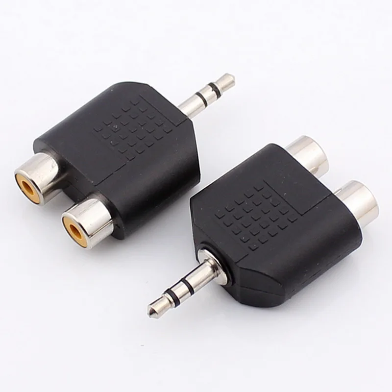 Высокое качество Черный M/F разъем 3 5 мм стерео штекер 2 RCA Женский сплиттер адаптер
