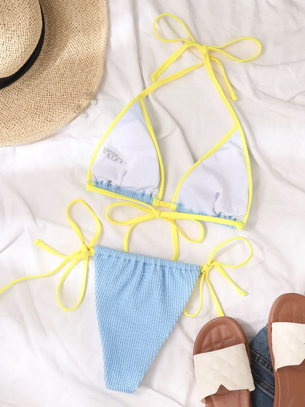 

New Sexy Mini Thong Wrinkled Bikini Women Swimwear Female Swimsuit Two-pieces Bikini set High Leg Cut Bather Bathing Suit Swim
