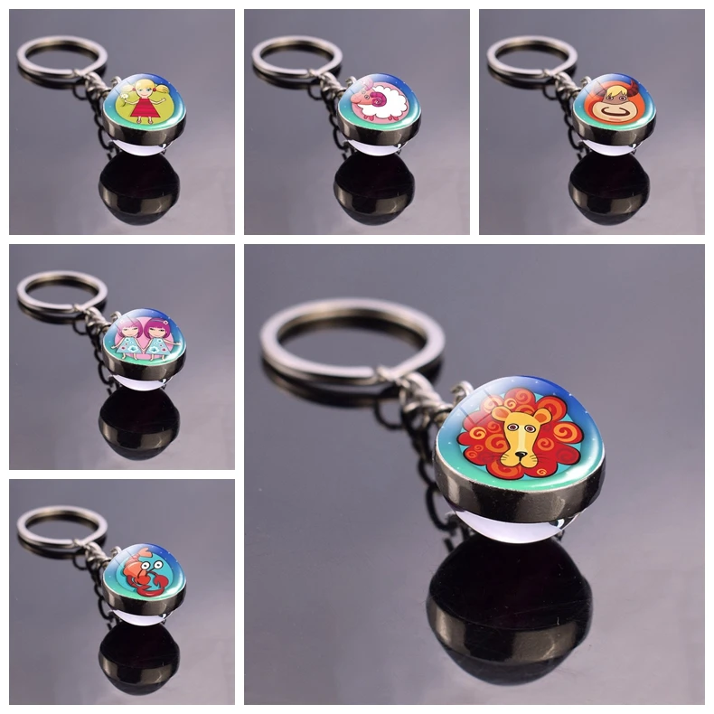 Брелки для ключей с 12 созвездиями из мультфильма Рак Овен Телец близнецы Козерог