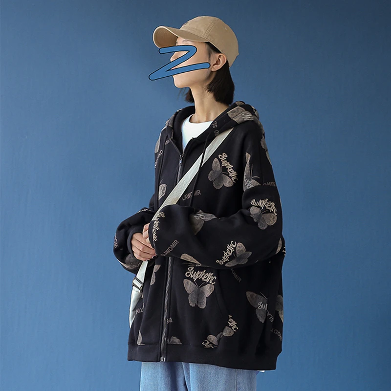 

y2k Women's Hoodies Loose Zipper Hooded Sweatshirt Casual Long Sleeve Fashion Solid Hoodies Tops Jacket Coat Outerwear 2021